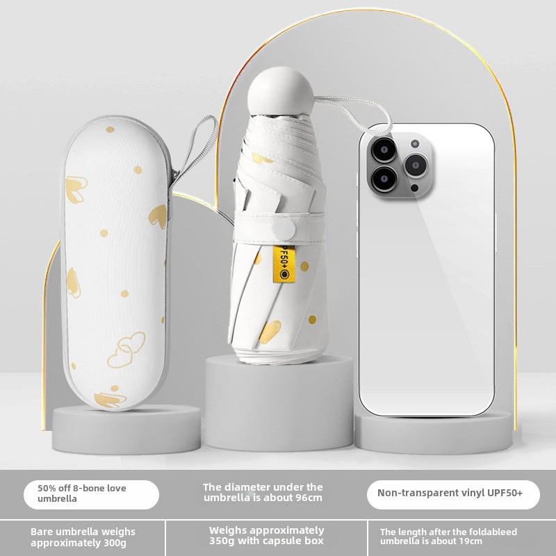 Compact Dual-Use Capsule Umbrella: Portable, Foldable, Lightweight, Sun & Rain Protection