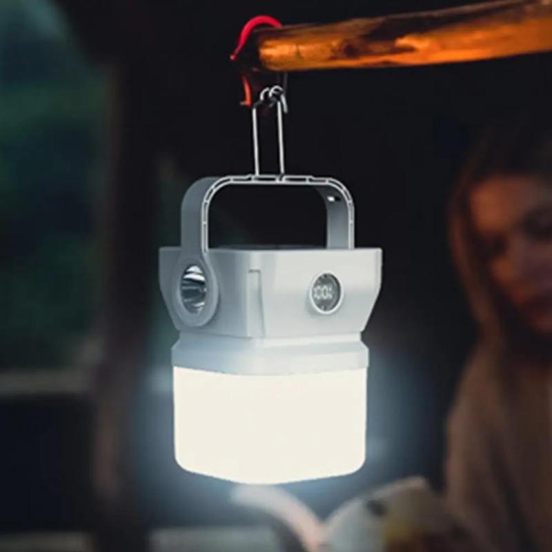 LED Camping Lantern Waterproof Solar Lights Foldable Fishing Flashlight Outdoor Lamp Tool For Hiking Backpacking Power Outages