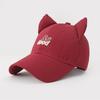 Spring and summer hat women's cute sweet cat ears baseball cap high quality letter embroidered big head circumference cap