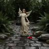 Solar Divine Outdoor Light HandPainted Angel Statue with Lantern Waterproof Decoration