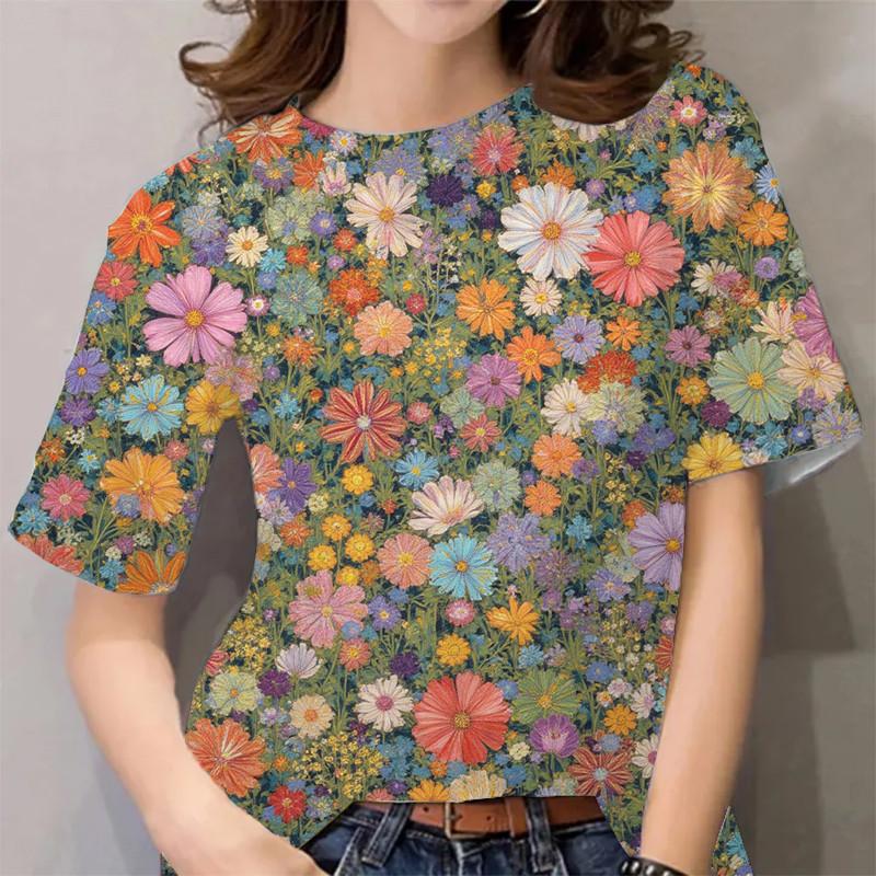 Women s printed short sleeved casual T-shirt XS
