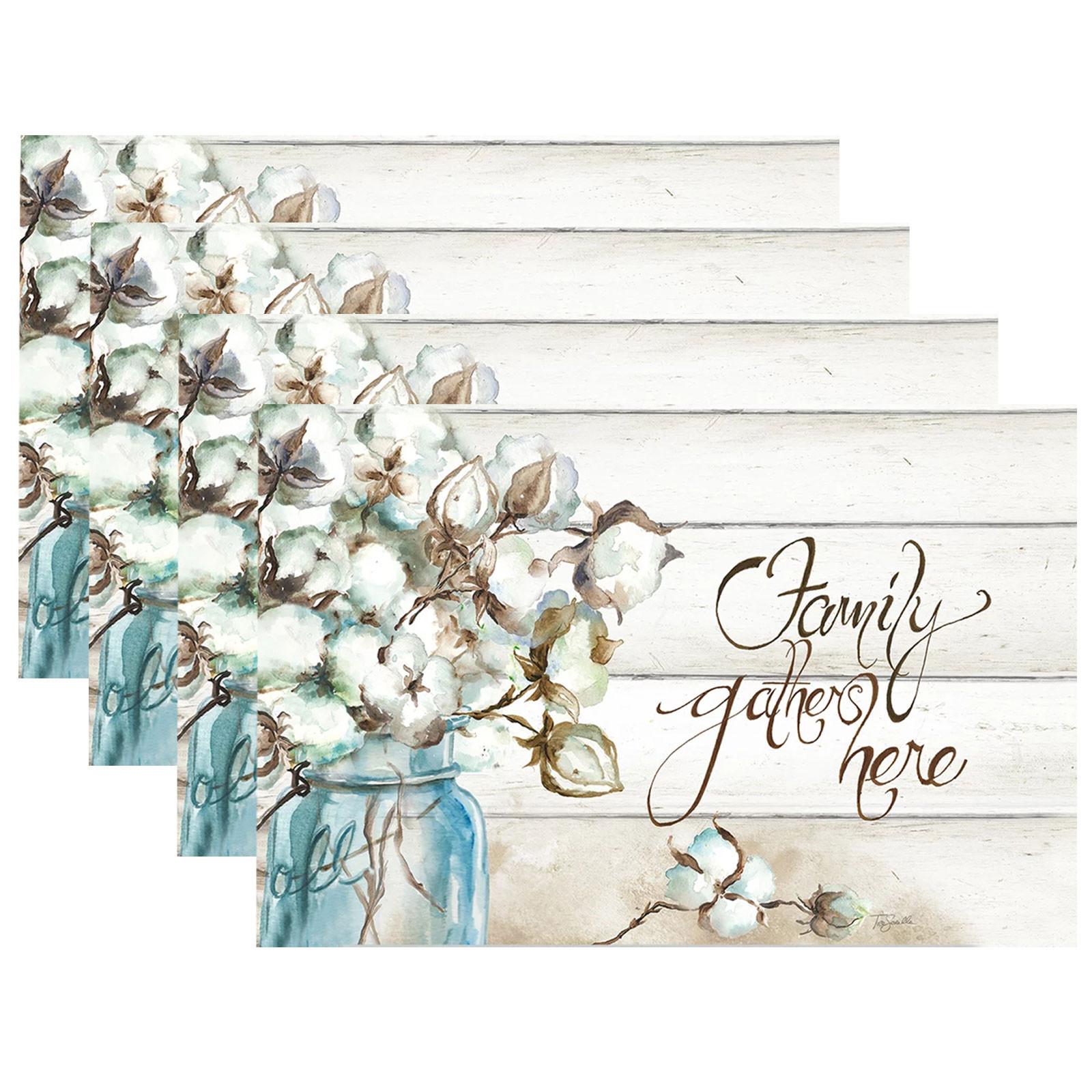 

30X45cm 4-piece Linen Single-sided Square Household Thermal Insulation Mat One Size