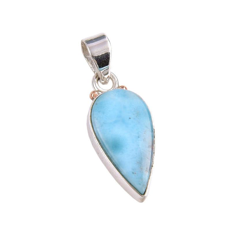 Natural Republic Larimar Gemstone 925 Solid Sterling Silver Pendant 1.25'' Q5J56