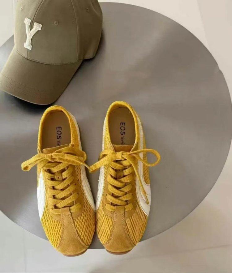 Red Dexun Single Shoes Women's 2025 New Retro Versatile Forrest Gump German Training Shoes Women's Summer Mesh Breathable Flat-bottom Sports