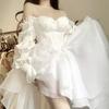 White Elegant Evening Party Mini Dress Women Off Shoulder France Vintage Beach Dress Female Chiffon Korea Prom Dress Summer 2025