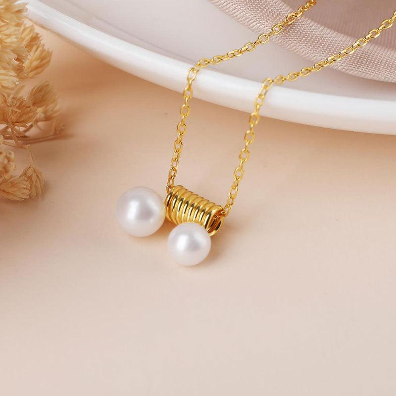 

Ожерелье с подвеской Torsion Spring Pearl для женщин, японская и корейская цепочка на ключицу в холодном стиле для женщин