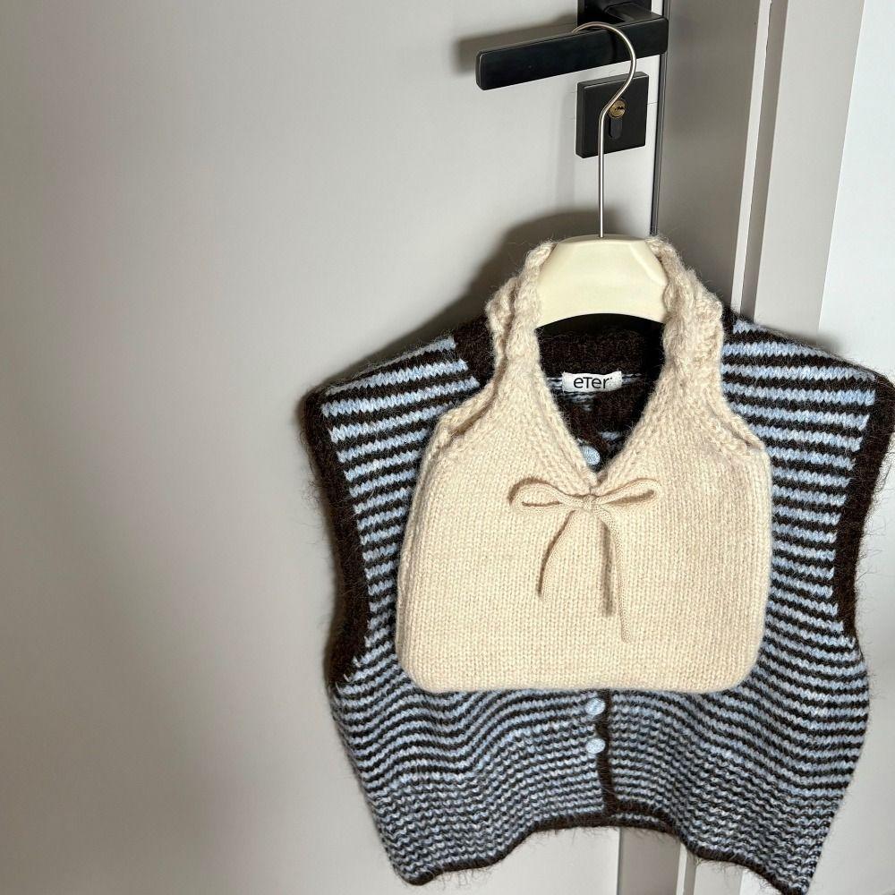 Multicolor Bow Knitted Handbag Soft Knitted Wrist Bag Creative Knit Shoulder Bag Travel