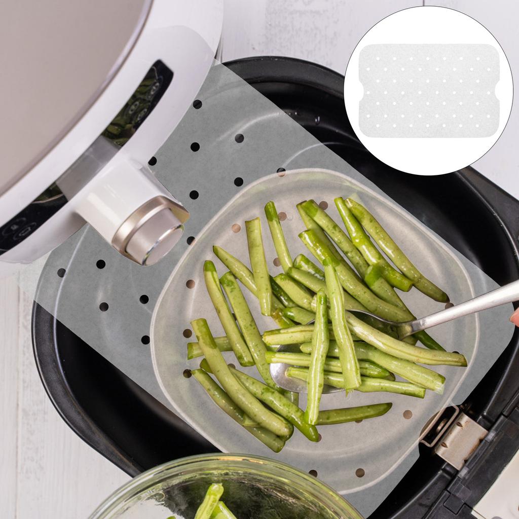 100 Sheets Air Fryer Paper Liners Disposable Perforated Nonstick Baking Paper Liners Oil Proof Heat Resistant for Airfryer