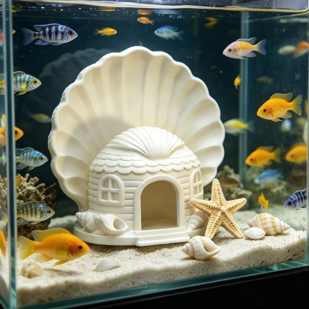 3D Printed Fish Hiding House Seashell Shaped Fish Tank Hideaway Aquarium Landscaping