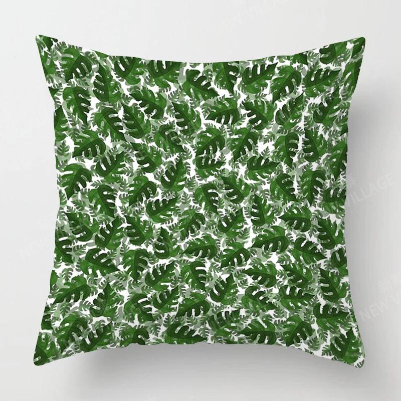 Nordic Fall Home Decor Autumn Throw Pillow Case Sofa Cushion Cover Modern 45X45Cm 45*45 50X50 60X60Cm 40*40Cm Leaf Plant Green