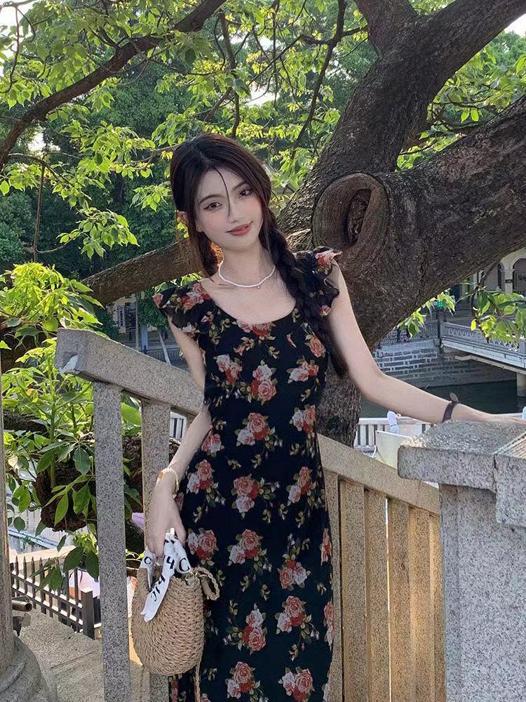 Women's Summer 2024 French-Inspired Seaside Long Dress