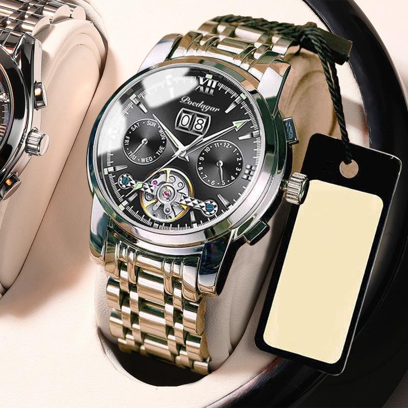 Top Brand Explosive Automatic Waterproof Men's Mechanical Watch Steel Hollow Men's Watch Multifunctional Luminous Fashion Watch