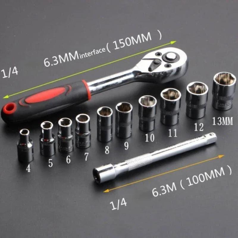 HOMEFISH 12 Pcs Wrench Socket Set Repair Tool Kit Universal for Motorcycle Bicycle Car Boat Auto Hardware Tools
