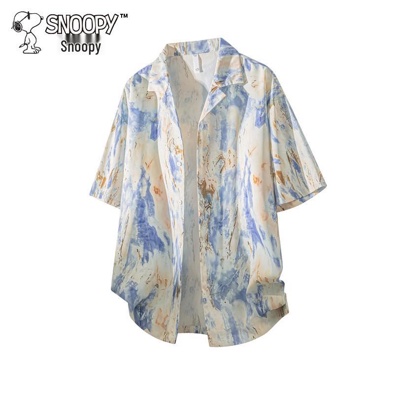 Snoopy Men's Short Sleeve Lapel Casual Shirt