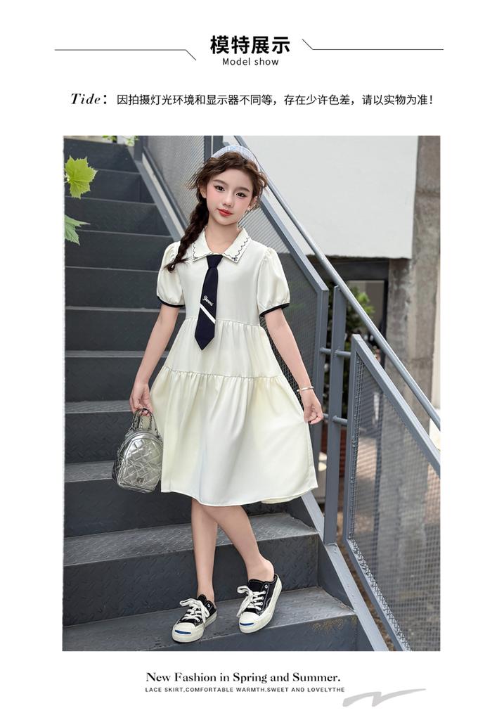 Girls' Summer Dress 2026 New Style Girls' Stylish Short Sleeve College Style POLO Skirt
