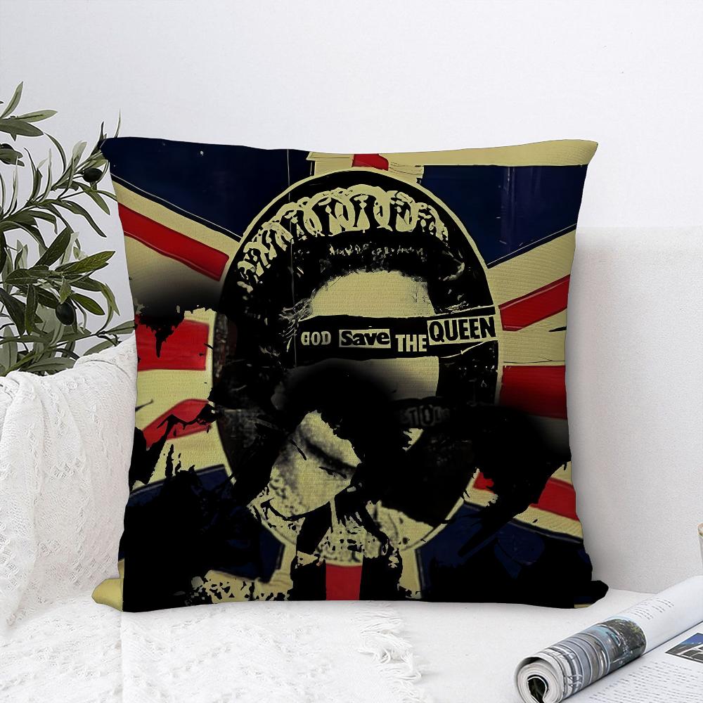 S-Sex P-Pistols Band Pillow Case Sofa Decorative Home Double-sided Print Plush Square Throw Pillow Covers Cushion Decor Cover