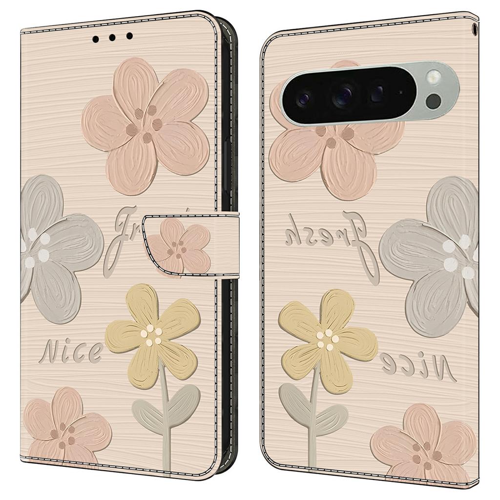 For Google Pixel 9 Pro XL Case Pattern Printing Anti-Drop Leather Flip Wallet Phone Cover