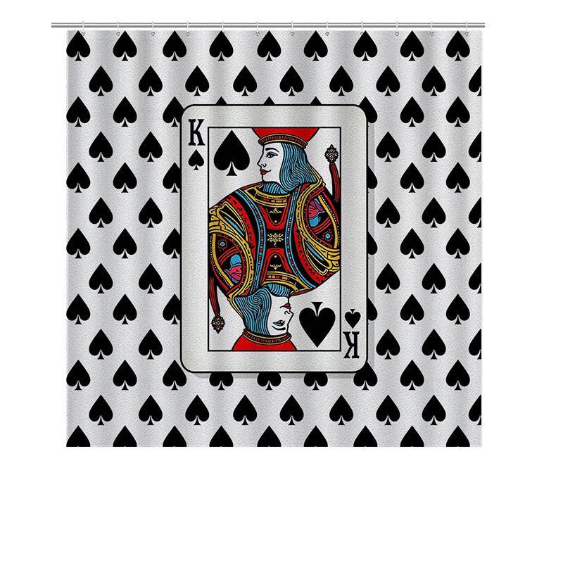 King Spade Shower Curtain With Card Design: Unique Bathroom Decor For Gamblers Poker Enthusiasts Black White Red Blue Colorful K