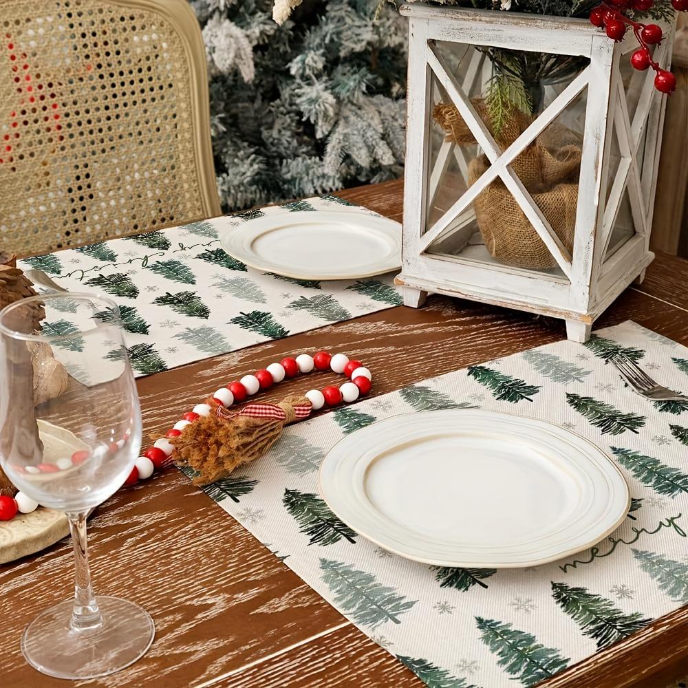 4/6/8/10PCS Christmas Placemats Christmas Tree Snowflake Table Placemats Kitchen Coasters Coffee Coasters Home Decor