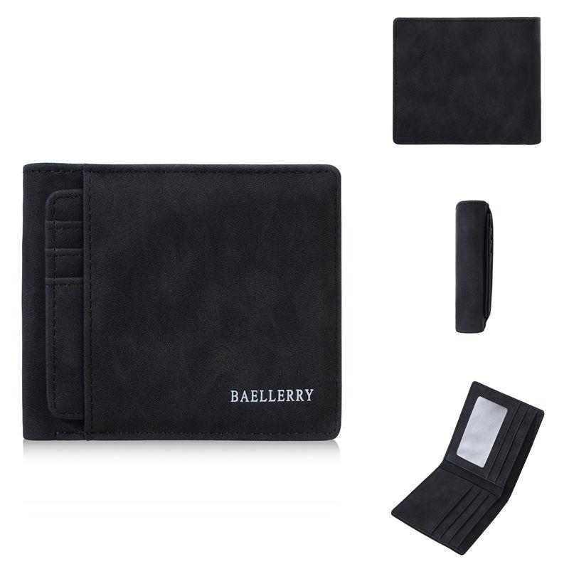 

Baellerry Men Fashion Short Wallets Vintage Design Bi-fold Card Holder Purse for Man Male Classic Money Packs Bags 11*9.5*2cm чёрный