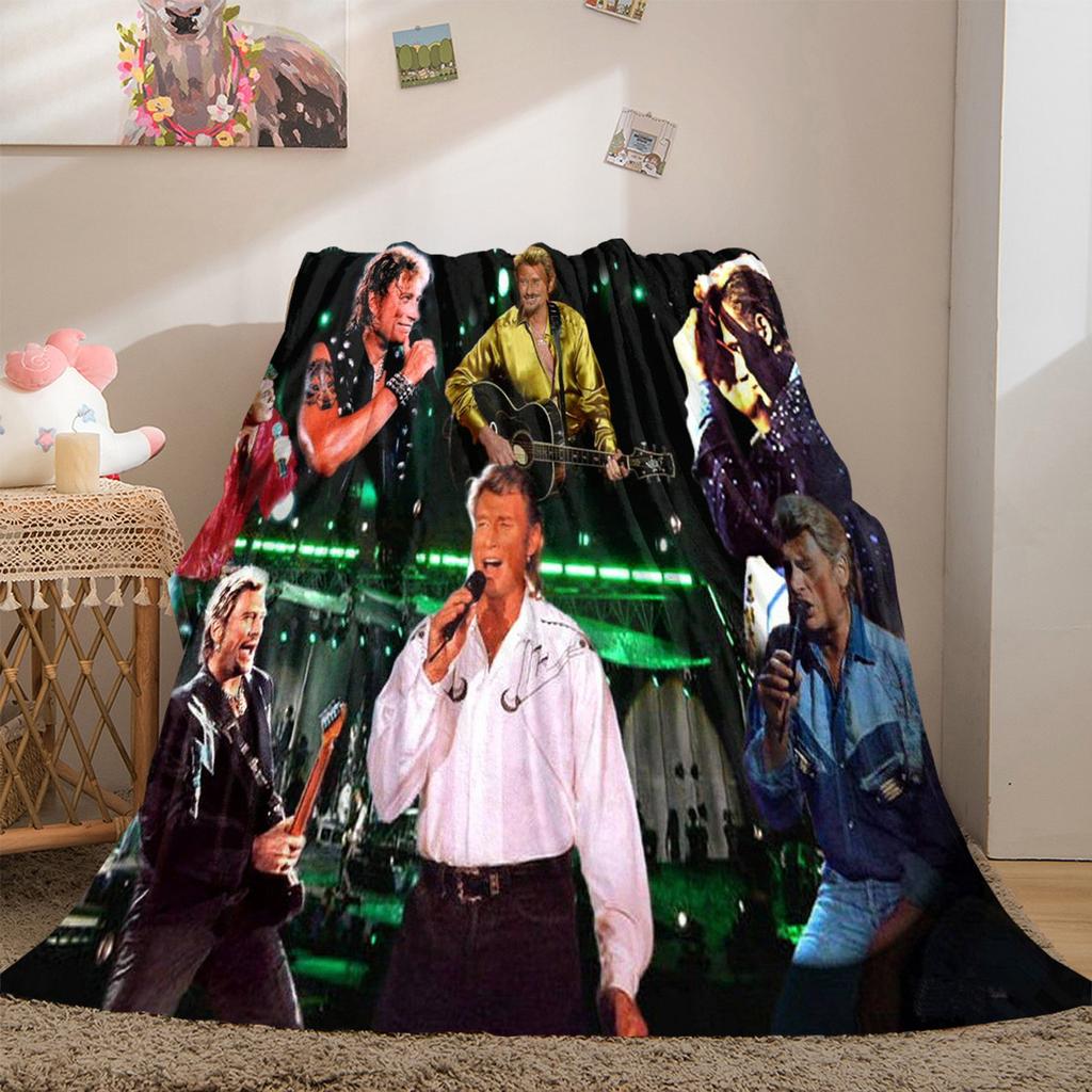 French Legendary Rock Singer and Actor Johnny Hallyday Blanket Soft Home Furnishing Nap Decoration Four Seasons Warm Sherpa Blanket U18