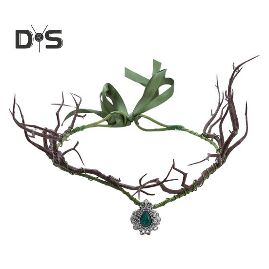 

Повязка на голову с короной из цветов феи, регулируемый размер, диадема с лесным цветочным принтом для женщин и девочек, реквизит для косплея на Хэллоуин, свадьбу, фотосессию зелёный