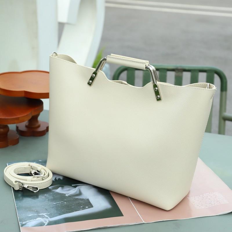 Fashionable High-End Leather Tote Bag Women Large Capacity Natural Handbag Commuting Leisure Crossbody