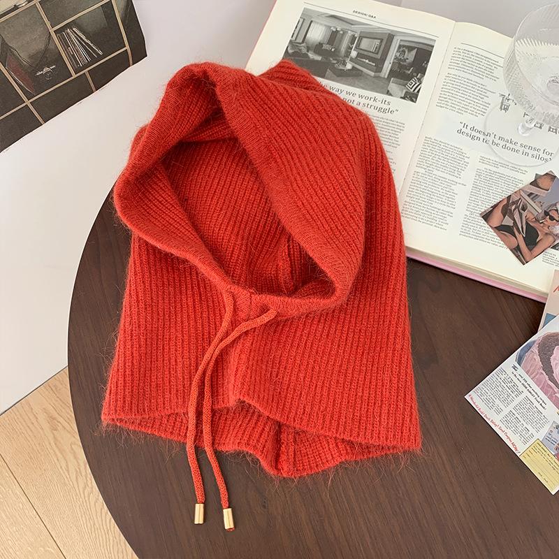 Sturmhaube Damen Herbst und Winter Kaninchenfell warm verdickt Schal integrierte Mütze Wolle Kopfbedeckung Kopfbedeckung Kopfbedeckung