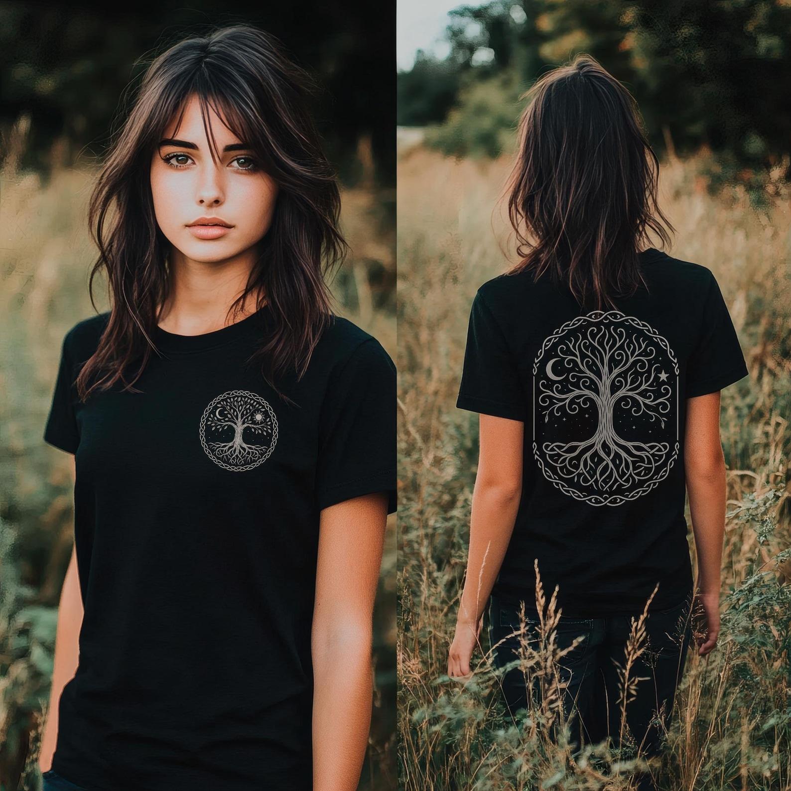 Tree of Life T-Shirt: Celtic Nature Symbol Shirt | Spiritual Gift for Pagans and Wiccans | Boho Spiritual Yggdrasil Tee Witchcore Shirt XL