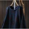 2025 Retro Ethnic Print Plus Size Women's Cotton Knit Sweater for Fall/Winter