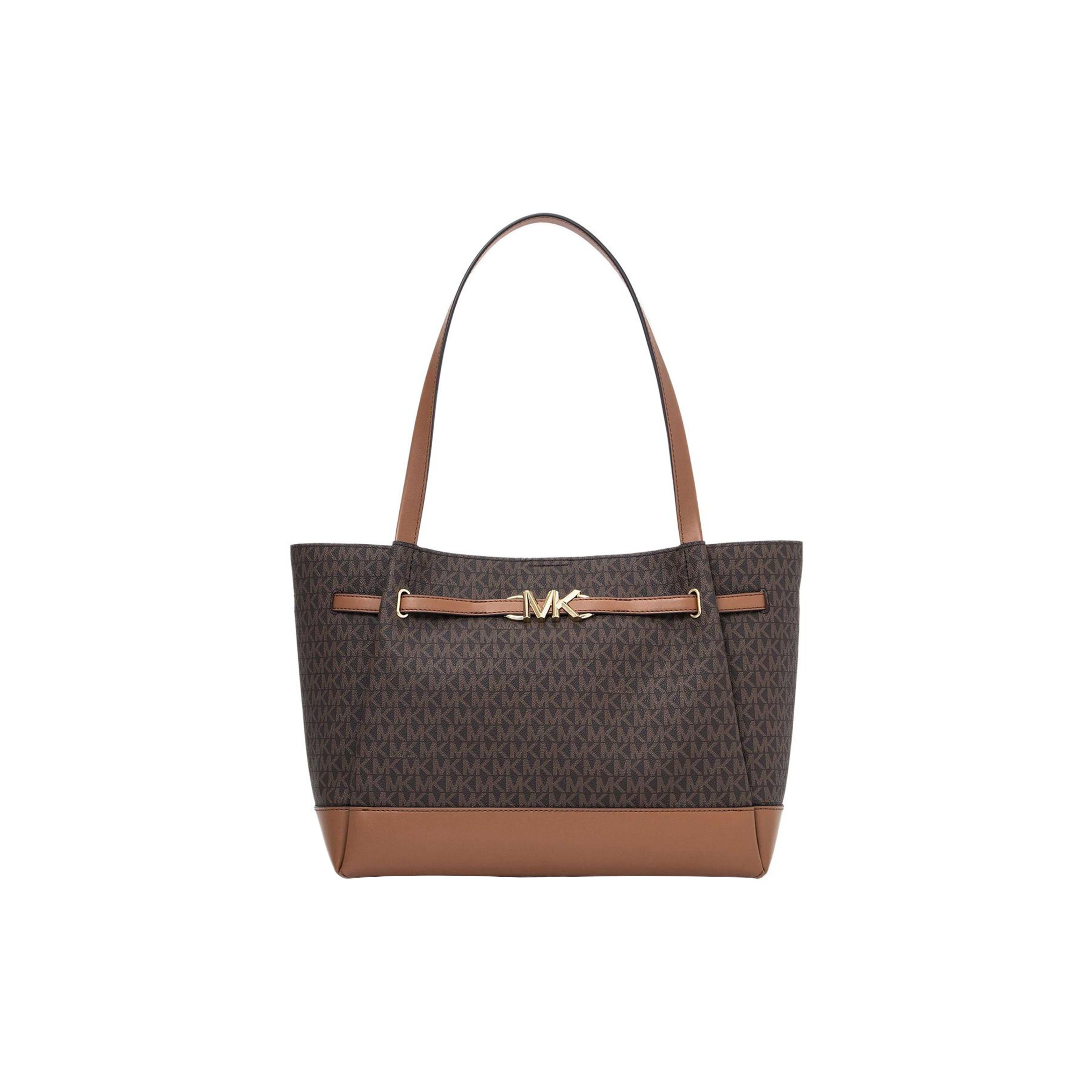 

Michael Kors MK Reed Gold Letter Logo Classic Monogram Canvas Tote Bag Women tote Brown 35S3G6RT3B-200 Basic Set (Bag+Dust Bag)