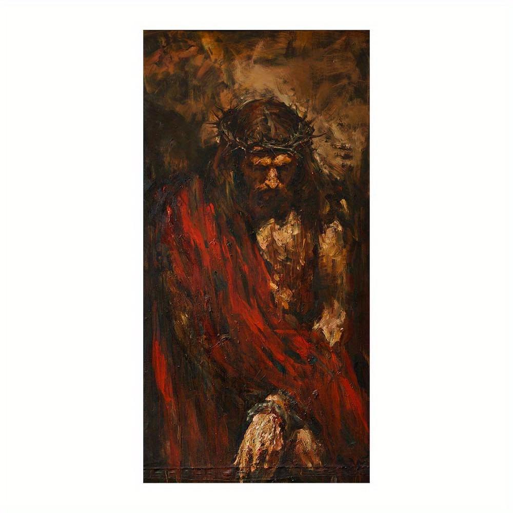 

Абстрактная картина маслом Христа Католическое изображение Священное Сердце Иисуса Плакат Картины Винтаж Христианская религия Домашний декор 30x60cm