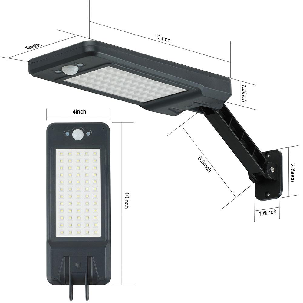 60LEDs IP65 Waterproof White Light 6500K Remote Control Body Induction Solar Wall Light