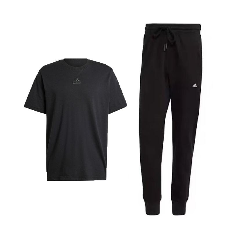 

Adidas Minimalist Comfortable Loose Fit Round Neck Short Sleeve Simple Mid Waist Breathable Long Pants Casual Sports Suit Men suit IR5266-+H45374 S