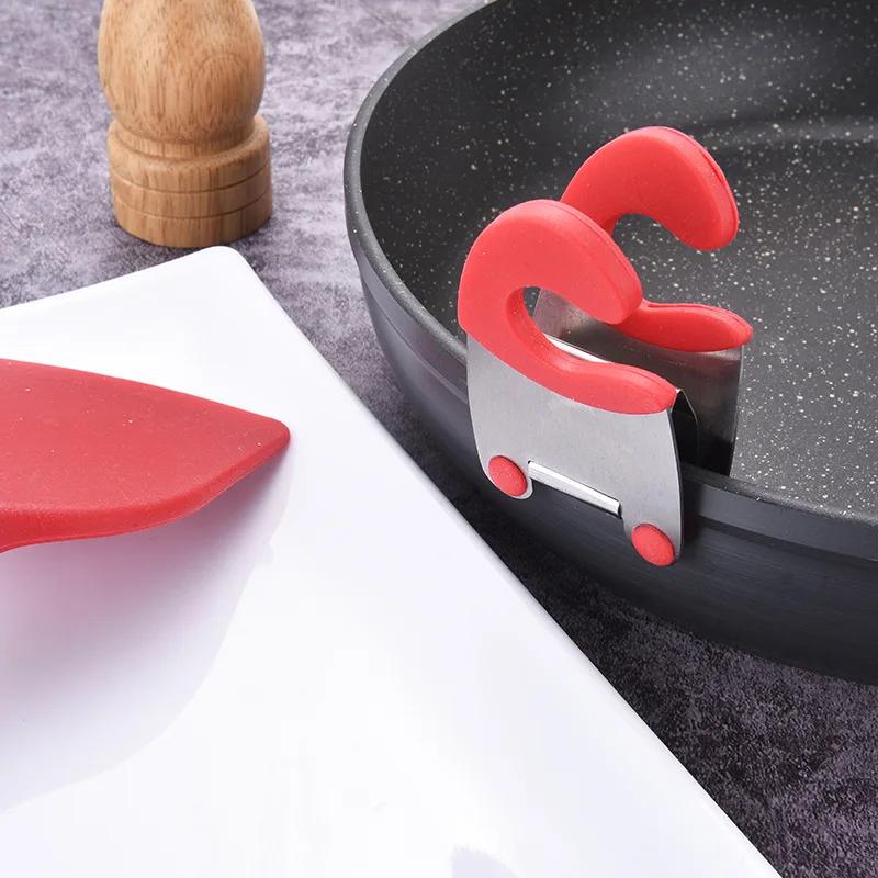 WIKHOSTAR 1Pcs Stainless Steel Pot Side Clips Anti-scalding Spoon Holder Kitchen Gadgets Spoon Rest Kitchen Accessories