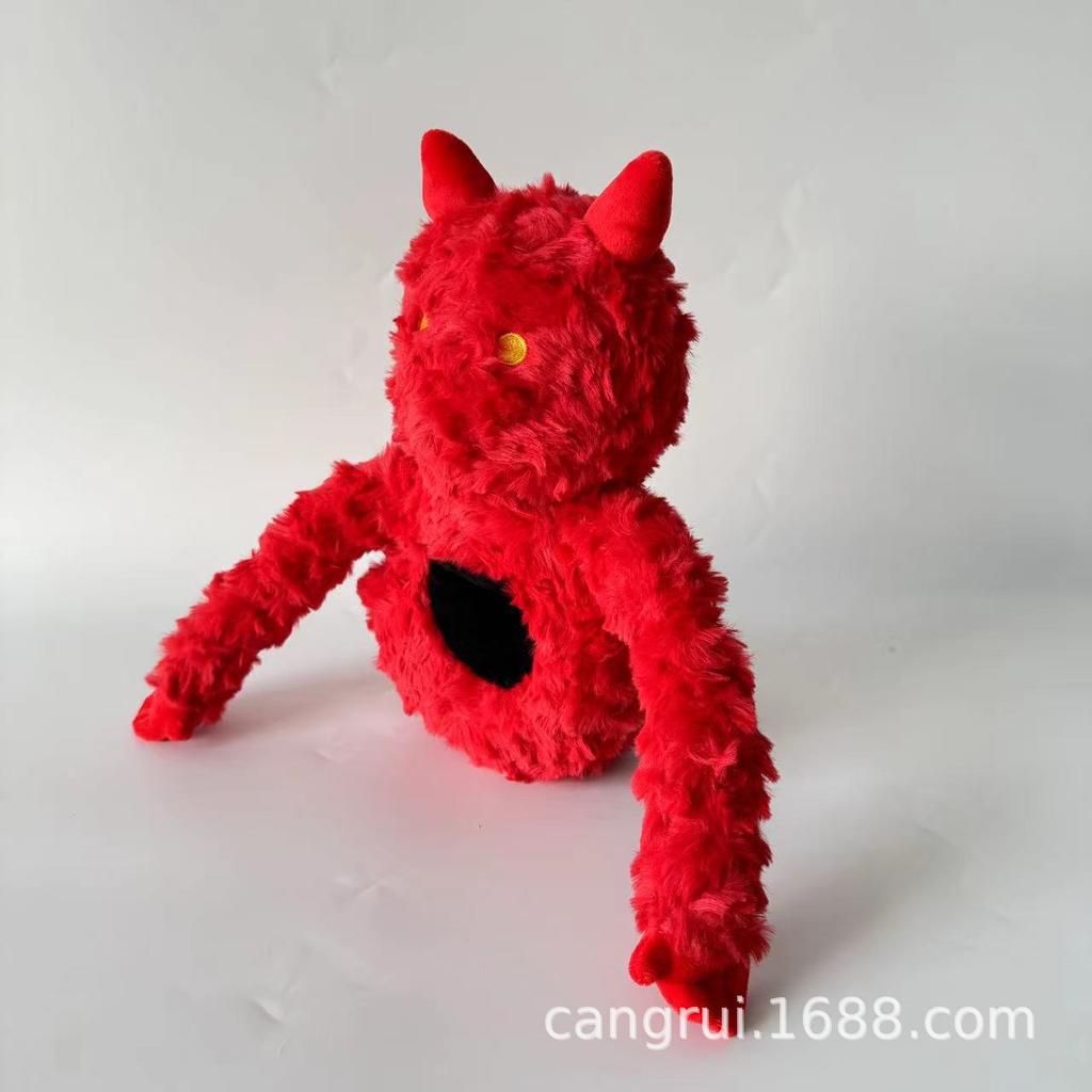 Roblox Scary Baboon Plush Red Fluffy Hollow Body Cute Horned Soft Stuffed Animal Peripheral Birthday Gift Toy For Children