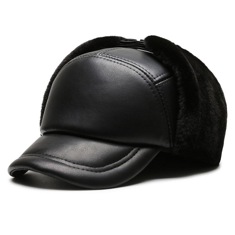 

Зимние теплые наушники из искусственной кожи, шапки-бомберы, бархатные утепленные мужские костяные шапки, шляпа для папы