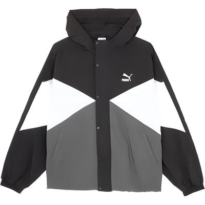 Color Block Hooded Zip Long Sleeve Jacket Men Jacket Black 628202-01