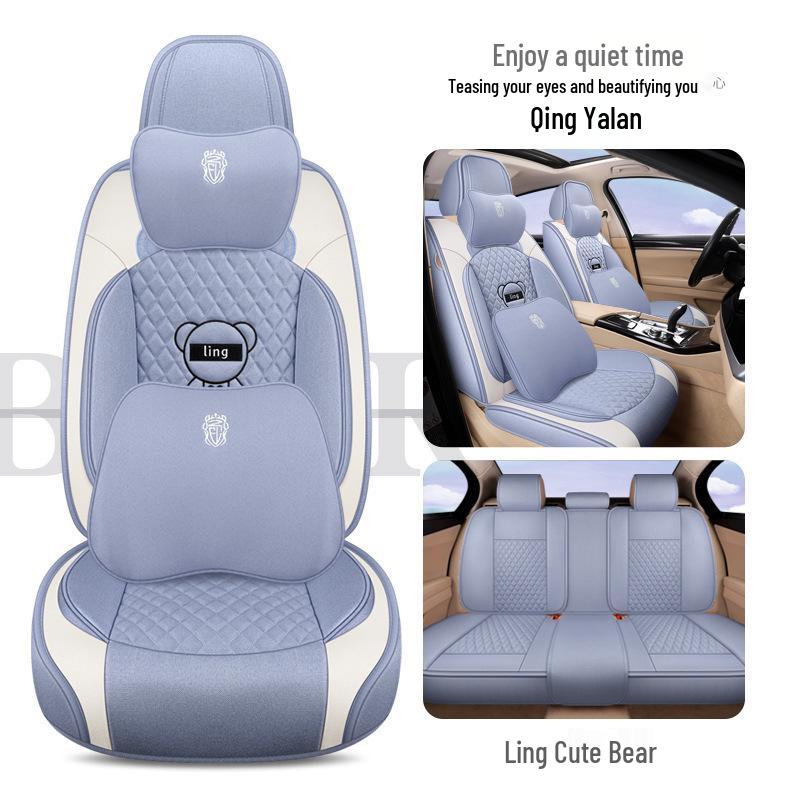 Purple Wind Chime Linen Seat Cover for H6 Big Dog, First Love, M6 Red Rabbit, F7X/H4 Cars - All Seasons Full Coverage.