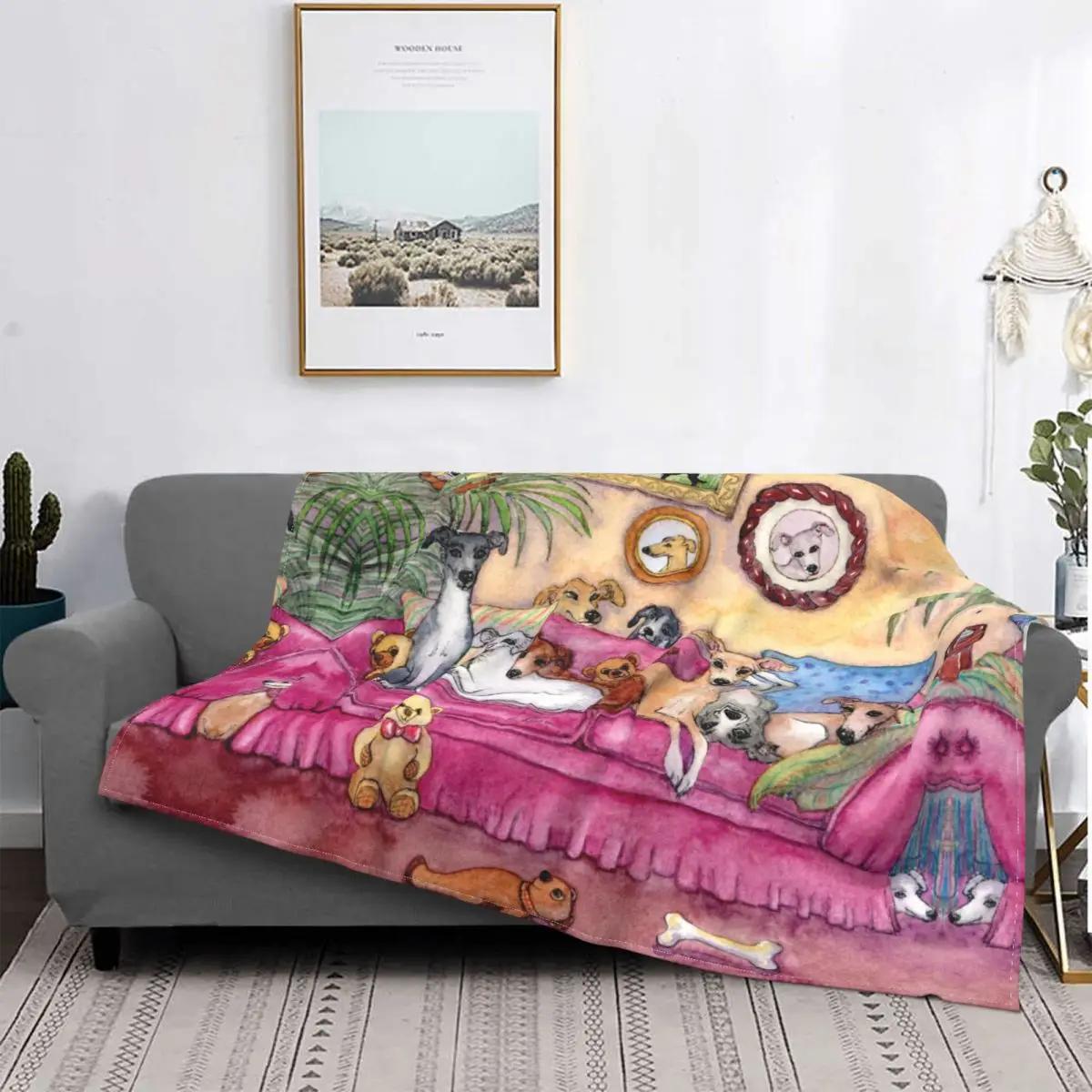 Ultra-Soft Warm Love Hounds Throw Blanket Flannel Greyhound Whippet Sighthound Dog Blanket for Bed Office Couch Bedspreads Quilt 75cmx90cm