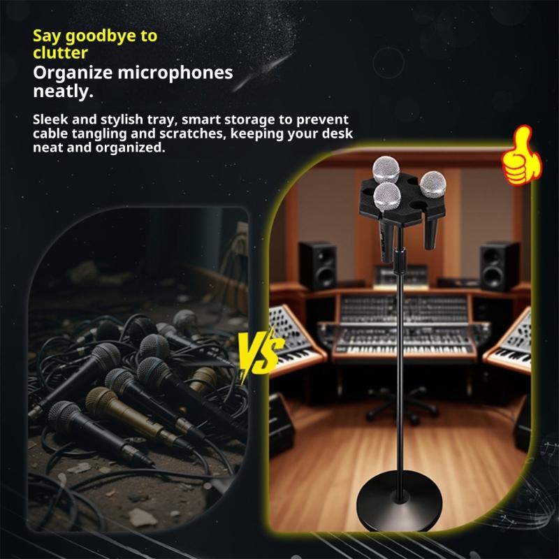 Multiple Hole Mics Storage Organizers With AntiShock Design Lightweight Space Saving Solution For Wireless Cord Microphones