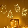 LED Christmas Window Suction Cup String Lights with Tree, Santa, Snowman, and Stars