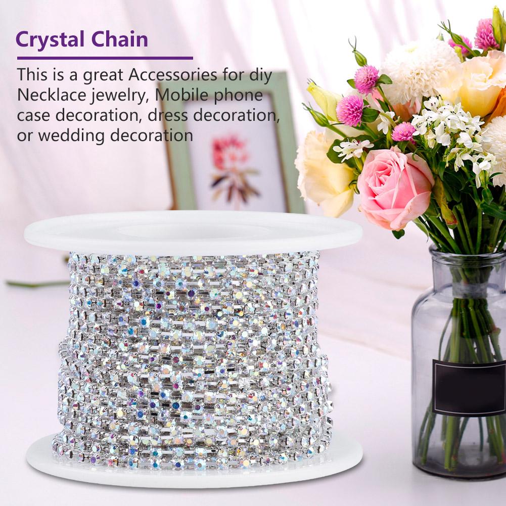 1 Roll Crystal Chain For Diy Necklace Wedding Decoration Accessories(ss6  Silver)