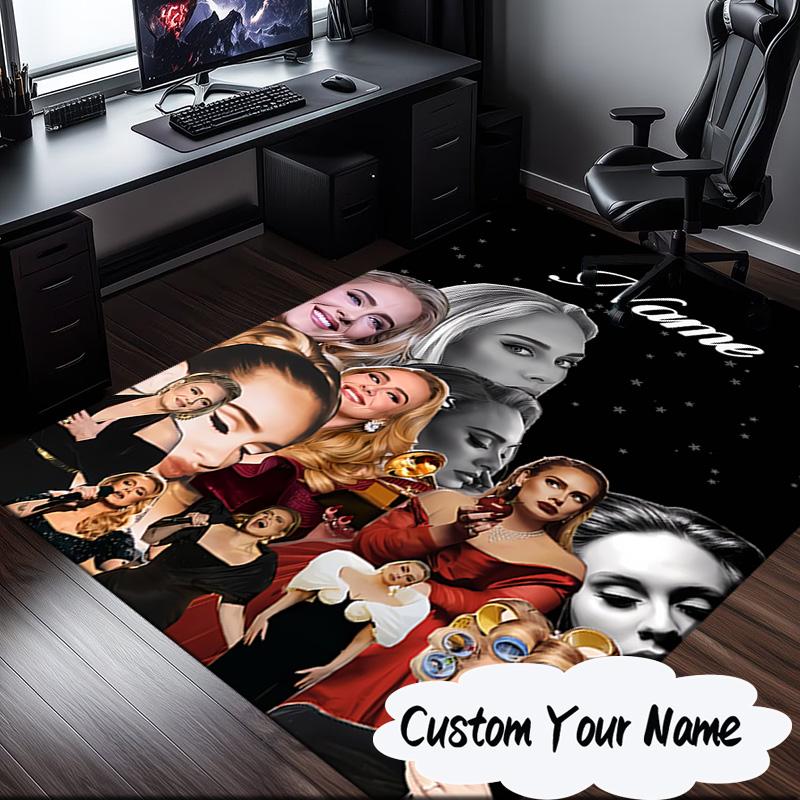 Custom Name Adele's Artwork Rug for Living Room, Game Rooms, Office, Bedroom, Floor Mat Playful Design, fan gifts Christmas decor
