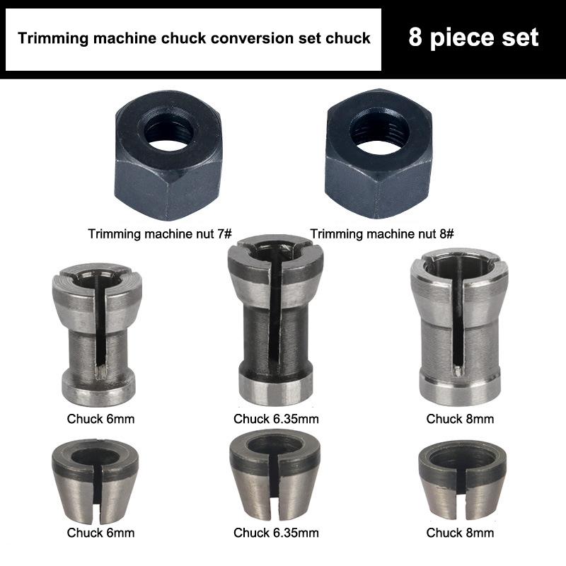 1 sada M17 6/6,35/8 mm kleštinový sklíčidlo adaptér s maticí kovové gravírování ořezávací stroj frézka fréza příslušenství
