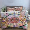 3Pcs Thai Yaksha Mask Bedding Set, Traditional Khon Mask Print Duvet Cover + 2 Pillowcases, Cultural Ethnic Decor
