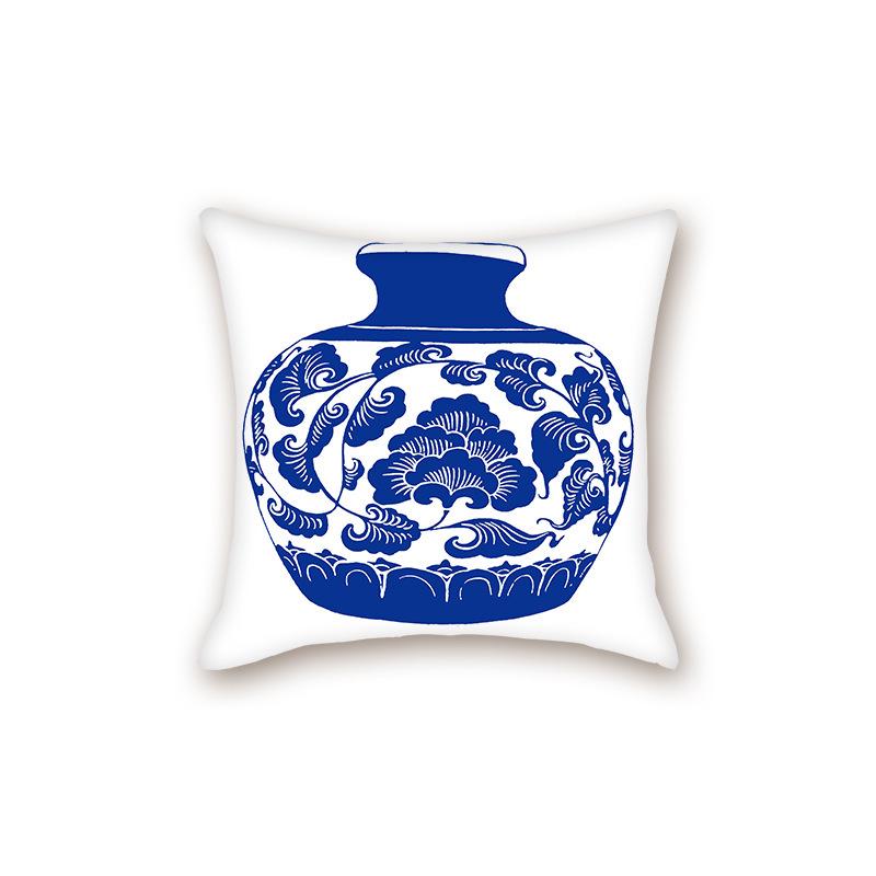 2025 Modern Blue & White Porcelain Series Backrest Pillow Cover for Sofa & Bed