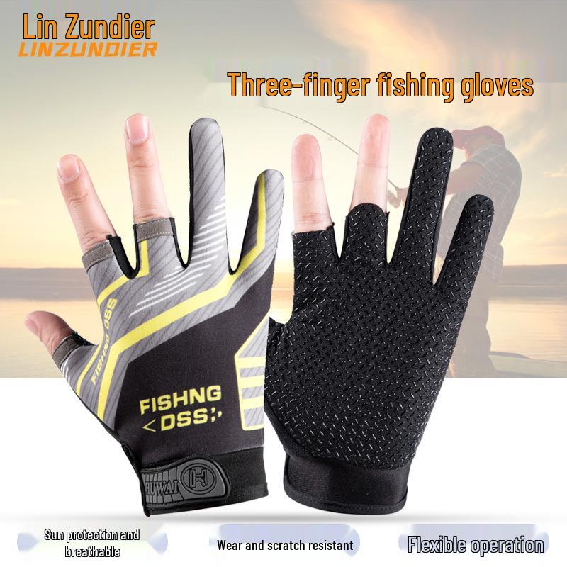 Unisex Quick-Dry Sun Protection Fishing Gloves – Three-Fingerless, Breathable, Anti-Puncture for Sea Fishing & Fly Casting