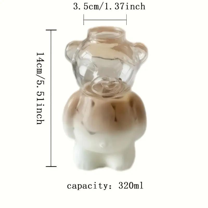 4 Stück Gläser mit Strohhalm Cartoon-Bär Kaffeetassen Transparentes Glas Bärenbecher Geburtstag Weihnachtsgeschenke für Frauen Kinder Trinkgeschirr