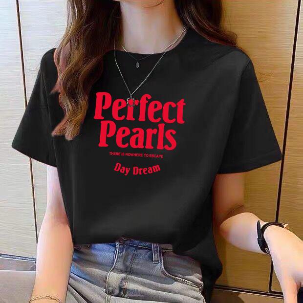

Fresh Korean Style Short-Sleeved Cotton T-Shirt for Women - Spring/Summer Fashion Essential M
